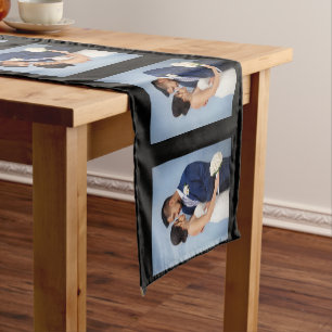 Your Photo Pattern on Black Personalised Short Table Runner