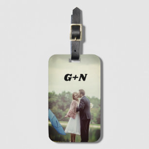 Your photo, personalise, initials, simple luggage tag