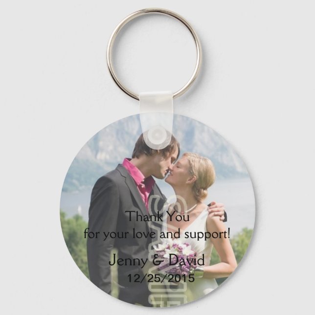 Your Photo Personalised Key Ring Wedding Favour (Front)