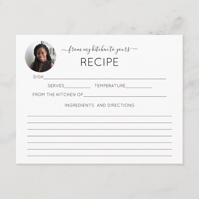 Your Photo Personalised Recipe Card (Front)