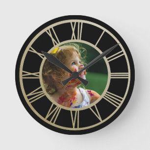 Your Photo Personalised With Roman Numerals Round Clock