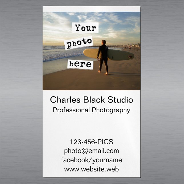 Your Photo Photography Professional Plain White Magnetic Business Card (Creator Uploaded)