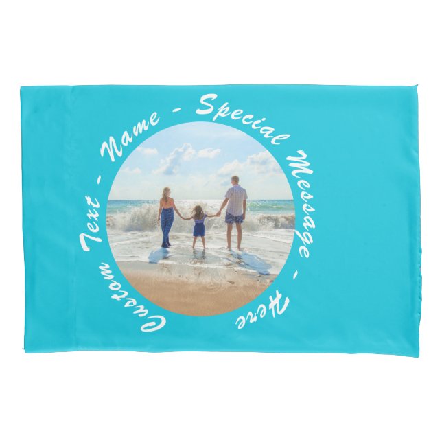 Your Photo Pillow Case Custom Text and Colours (Front-Left)