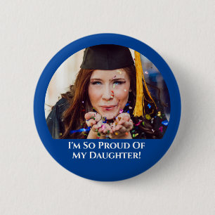 Your Photo Proud Blue Graduation Button