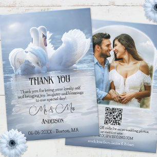 Your Photo QR Swan Lake Wedding Thank You Card
