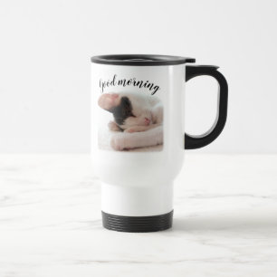 Your Photo & Quote Good Morning Script Typography Travel Mug