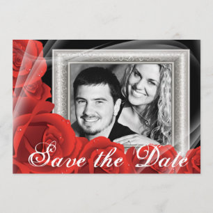 Your Photo Red Rose Wedding Save the Date Cards