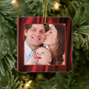 Your Photo - Red Smooth Satin Look Picture Frame Ceramic Ornament