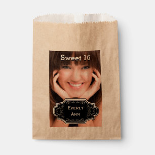 Your Photo Rustic Chalkboard Folk Art Sweet 16 Favour Bag