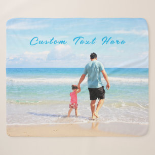 Your Photo Sherpa Blanket with Custom Text