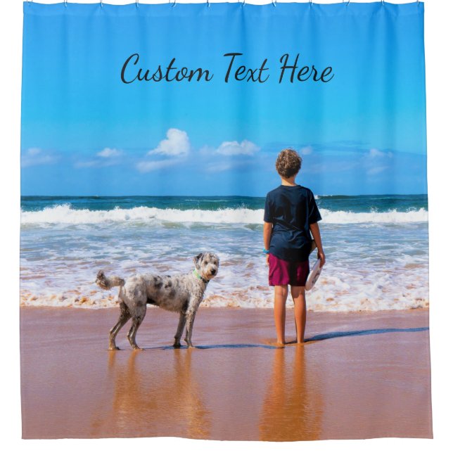 Your Photo Shower Curtain with Custom Text (Front)