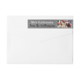 Your Photo Silver Mele Kalikimaka Return Address Wrap Around Label