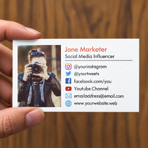 Your Photo   Social Media Icons Youtube, Websites Business Card