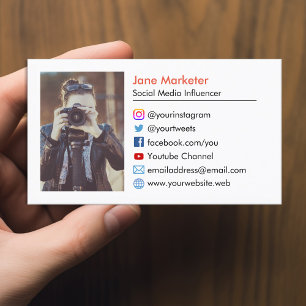 Your Photo   Social Media Icons Youtube, Websites Business Card