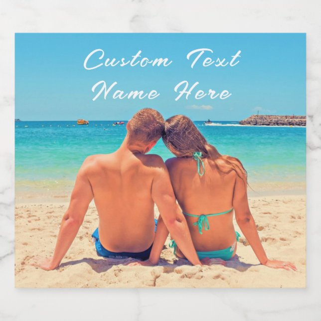 Your Photo Sparkling Wine Label with Custom Text (Single Label)