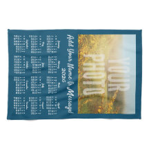 Your Photo Tea Towel Calendar Blue