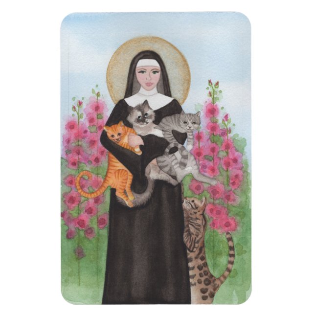 YOUR PHOTO TEMPLATE - St. Gertrude with Cats Saint Magnet (Vertical)