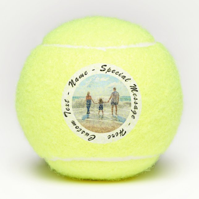 Your Photo Tennis Balls Gift with Custom Text (Front)