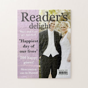 YOUR PHOTO, TEXT Fun fake magazine cover, Jigsaw Puzzle