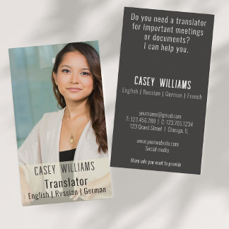 Your photo translator translations Business Card