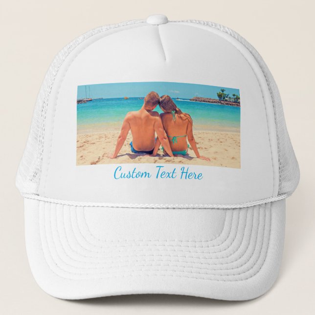 Your Photo Trucker Hat Custom Text Personalised (Front)