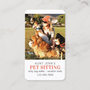 Your Photo Vertical Pet Sitting   Dog Walker Business Card