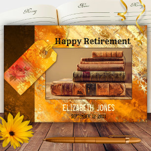 Your Photo Vintage Gold Retirement Guest Book
