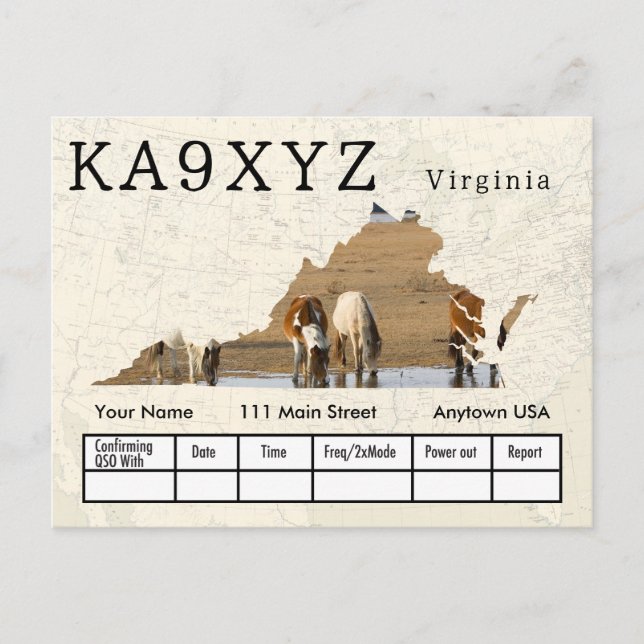 Your Photo Virginia Shaped Cutout Custom QSL Postcard (Front)
