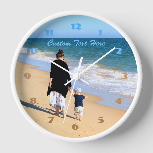 Your Photo Wall Clock Custom Text Personalised (Front)