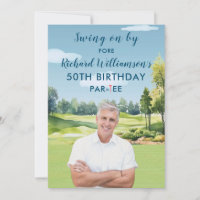 Your Photo Watercolor Golf Theme 50th Birthday