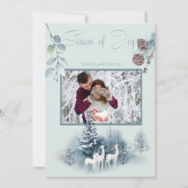 Your Photo Watercolor Woodland Deer Invitation (Front)