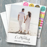 Your Photo Wedding Planner<br><div class="desc">Wedding planner with your favourite photo on the front personalised with your details in chic lettering. Planner includes monthly and weekly layouts, 12 months, 60 pages with laminated SOFT or HARD front and back covers.</div>