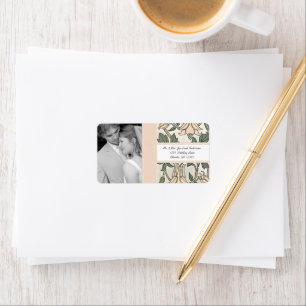 Your Photo Wedding Vintage Silver Peony & Green Label