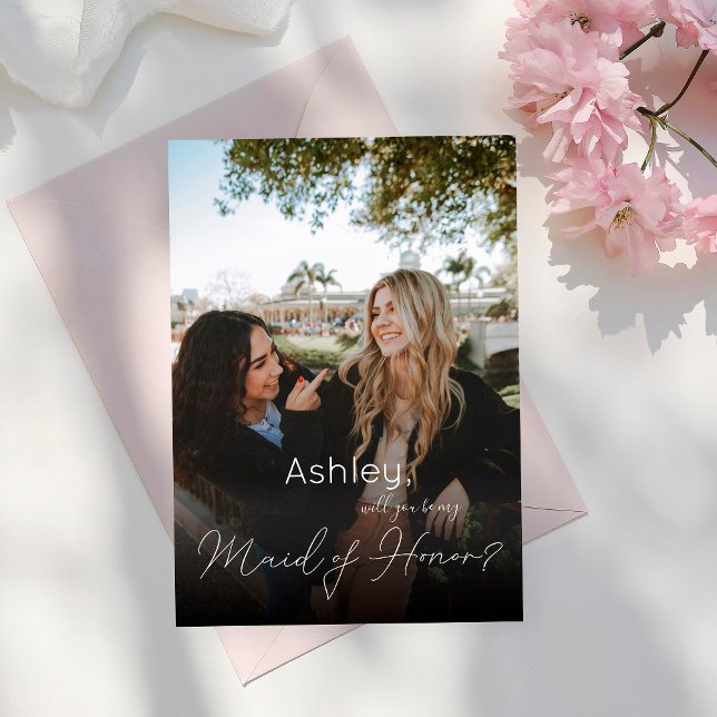 Your Photo Will You Be My Maid of Honour?  White Invitation (Creator Uploaded)