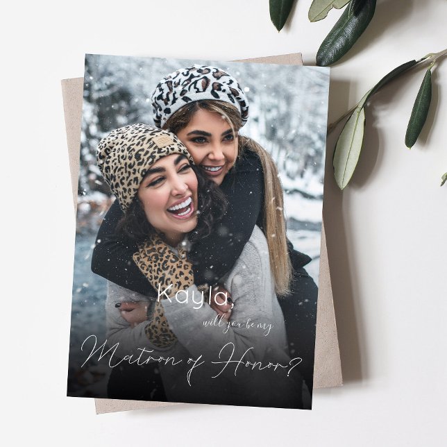 Your Photo Will You Be My Matron of Honour Invitat Holiday Card (Creator Uploaded)