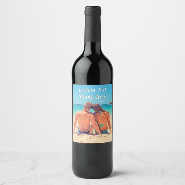 Your Photo Wine Bottle Label with Custom Text (Front)