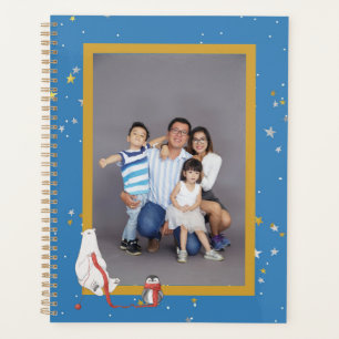 Your Photo Winter Polar Bear Penguin Star on Blue Planner