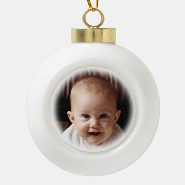 Your Photo with blurred edges - distinctive Ceramic Ball Christmas Ornament (Front)