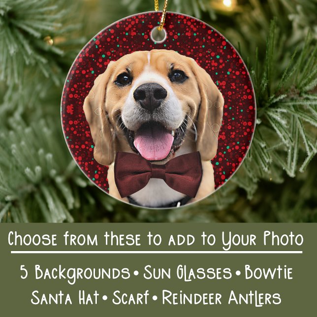 Your Photo with Digital Accessories Hat Bowtie Etc Ceramic Ornament (Creator Uploaded)