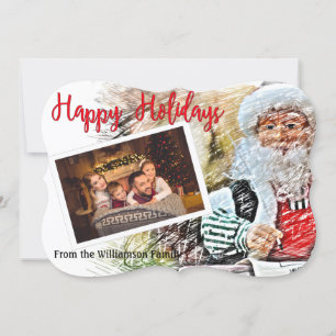 Your Photo With Santa and His List Fancy Cut Holiday Card