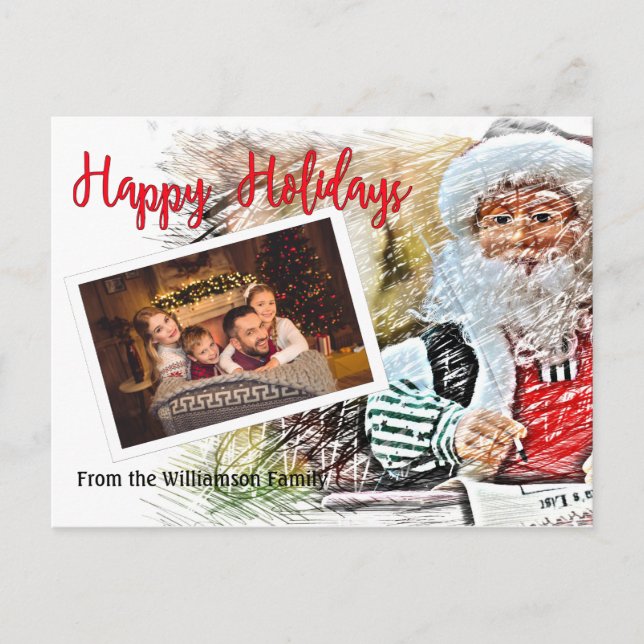 Your Photo With Santa and Nice List Happy Holidays Postcard (Front)