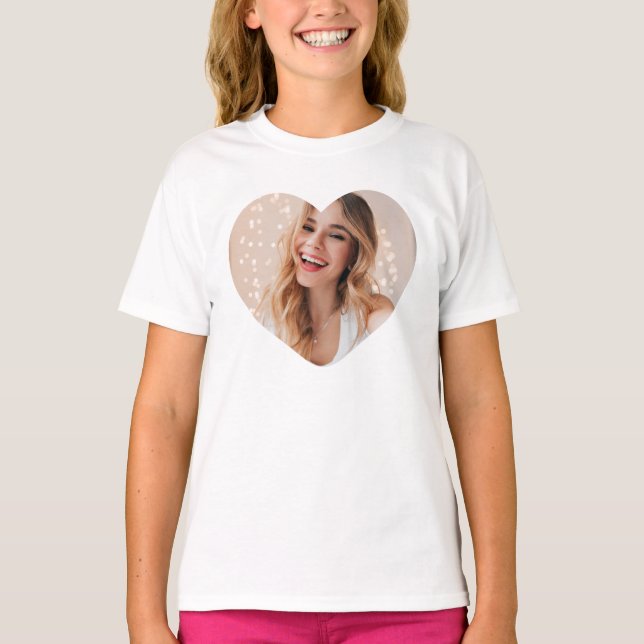 Your photo your face on a personalized heart pink T-Shirt (Front)