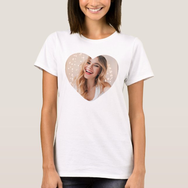Your photo your face on a personalized heart pink T-Shirt (Front)
