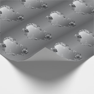 Your PhotoMemorial/Any Anniversary Silvery Hearts Wrapping Paper