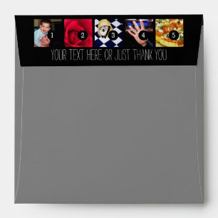 Your Photos and Your Greeting Text on Black Envelope