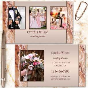 Your Photos Chocolate Lace Wedding Planner Business Card