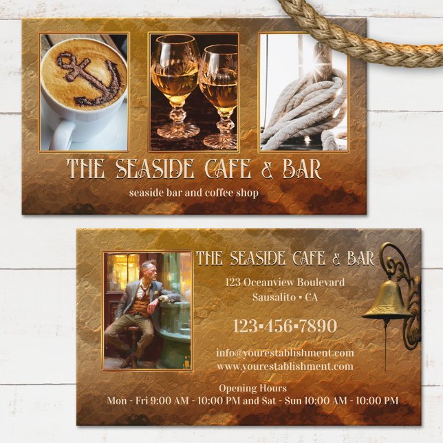 Your Photos Coastal Coffee Shop Bar Business Card (Creator Uploaded)