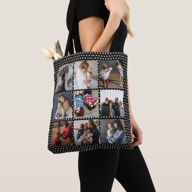 YOUR PHOTOS custom collage template tote bags (Close Up)