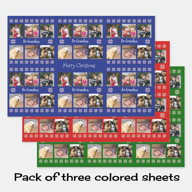 Your photos custom text christmas wrapping paper sheet (Creator Uploaded)
