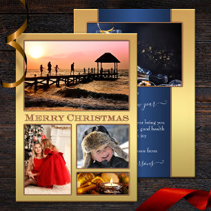 Your Photos Festive Golden Christmas Holidays Card